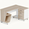 **Technische titel in het Nederlands: Moderne L-vormige Bureau met Opslagruimtes**