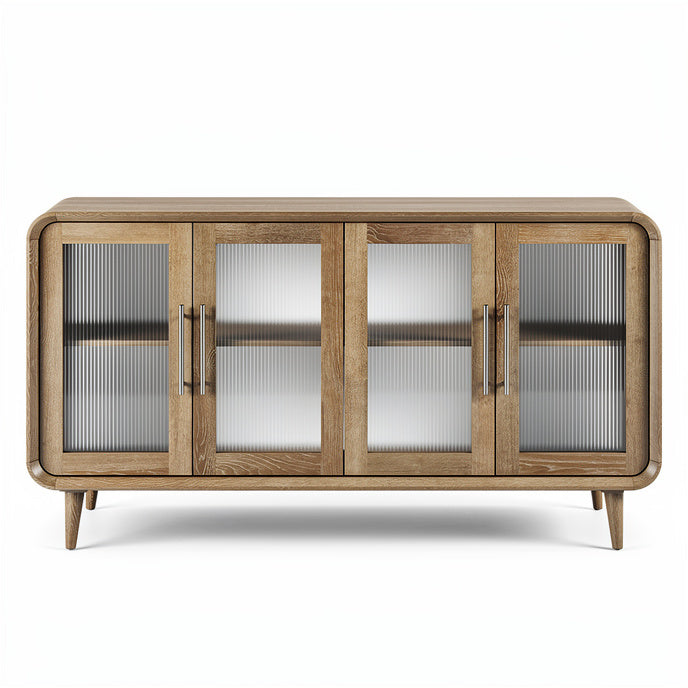 **Moderne dressoir van hout met glazen deuren**