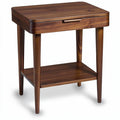 **Houten bijzettafel met lade en open plank**